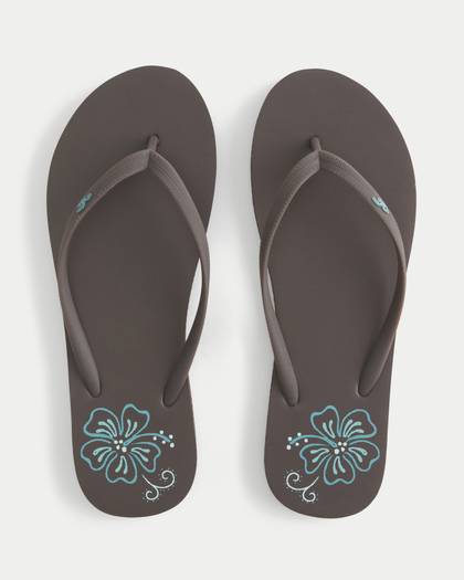 Floral Graphic Rubber Flip Flops