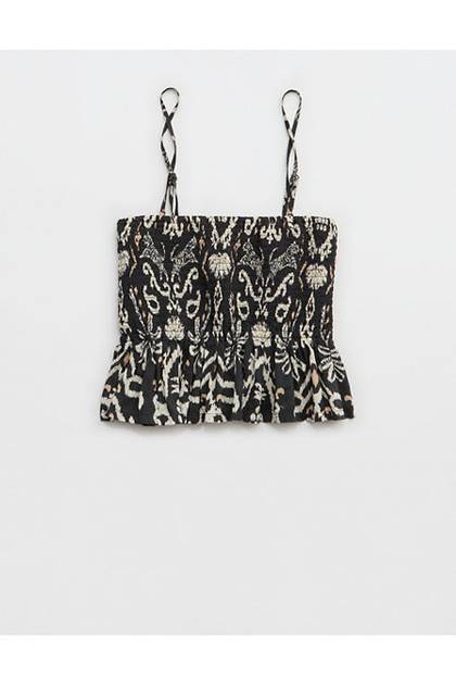 Aerie Party Smocked Tube Top Smoked Gray