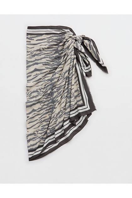 Aerie Printed Wrap Sarong Smoked Gray