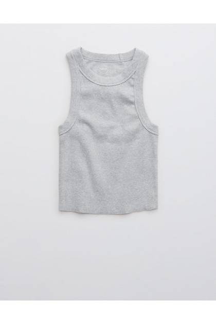 Aerie Free Spirit Ribbed Tank Top Medium Heather Gray