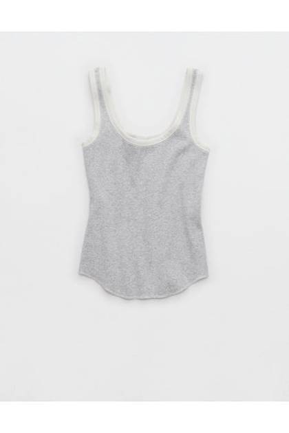 Aerie Ribbed Scoop Neck Tank Top Medium Heather Gray