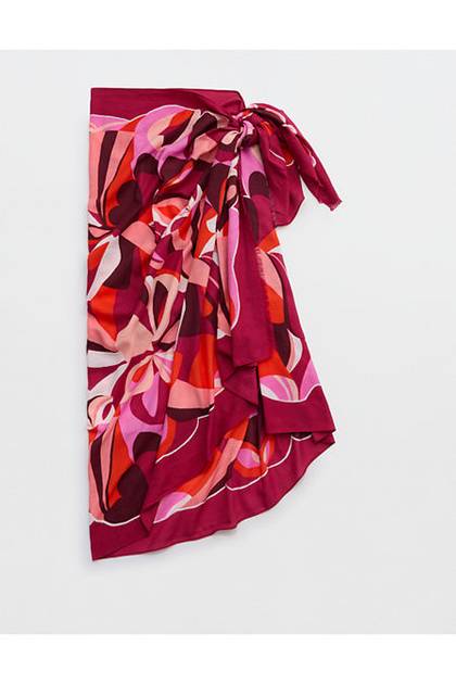 Aerie Printed Wrap Sarong Mood Berry