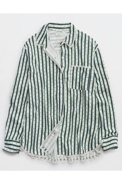 Aerie Flannel Pajama Shirt Navy