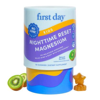 First Day Kids' Nighttime Reset Magnesium Gummies for Ages 4-12 to Support Sleep & Relaxation with Suntheanine and L-Theanine - 50ct