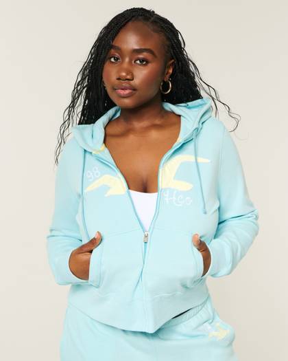 Easy Zip-Up Logo Graphic Hoodie