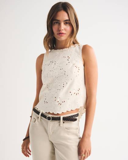 Linen-Blend Tie-Back Top