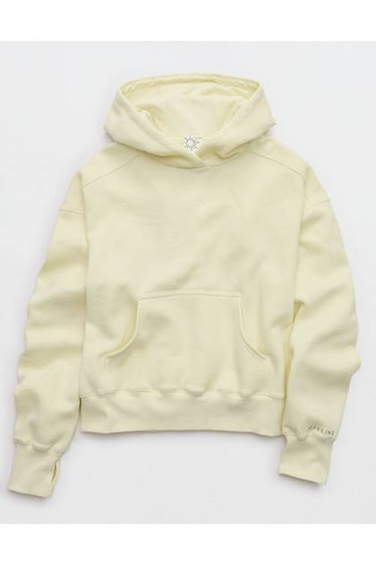OFFLINE By Aerie Cloud Fleece Classic Length Hoodie Green Beam