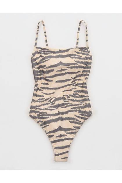 Aerie Happy Cheeks One Piece Swimsuit Natural