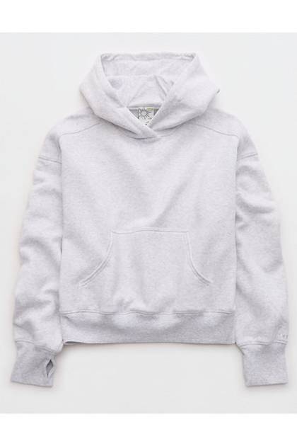 OFFLINE By Aerie Cloud Fleece Classic Length Hoodie Light Heather Gray