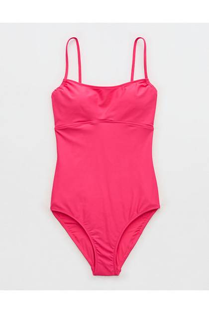 Aerie Full Coverage One Piece Swimsuit Pink Punch