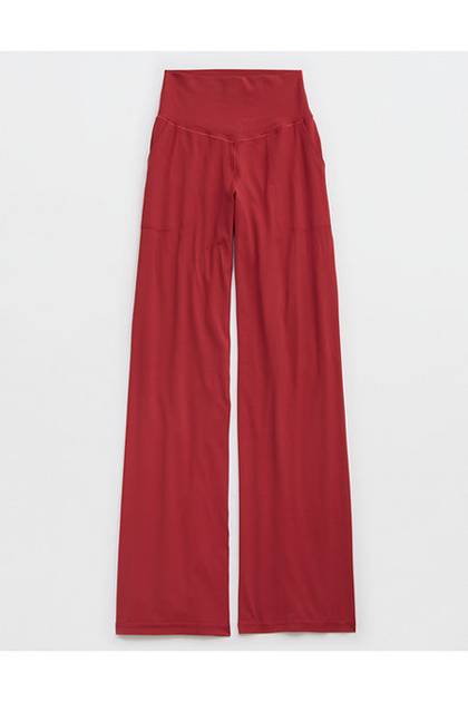 OFFLINE By Aerie Real Me XTRA High Waisted Trouser Summer Burgundy