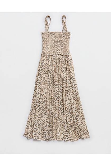Aerie At The Barre Smocked Dress Sands