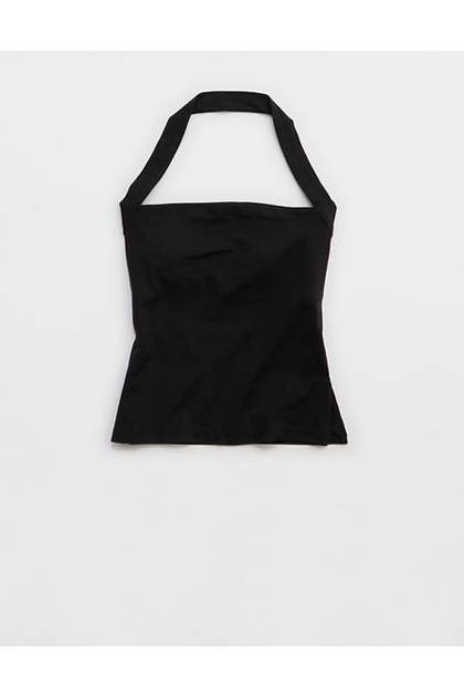OFFLINE By Aerie Real Me XTRA Halter Tank Top True Black