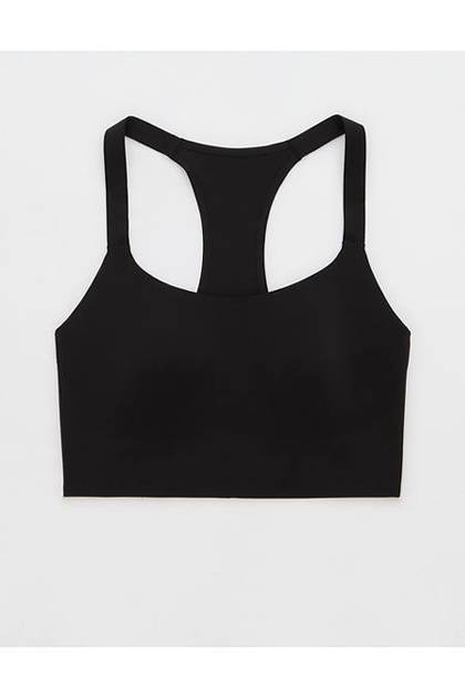OFFLINE By Aerie Real Me Hold Up! Racerback Sports Bra True Black