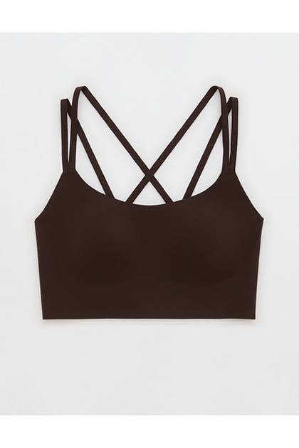 OFFLINE By Aerie Real Me XTRA Hold Up! Strappy Sports Bra Deep Earth