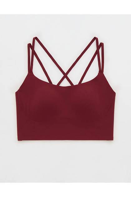 OFFLINE By Aerie Real Me XTRA Hold Up! Strappy Sports Bra Deep Ruby