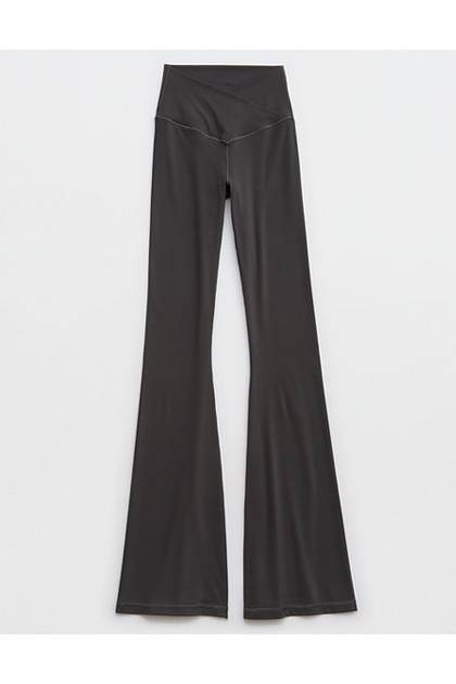 OFFLINE By Aerie Real Me High Waisted Crossover Flare Legging Smoked Gray