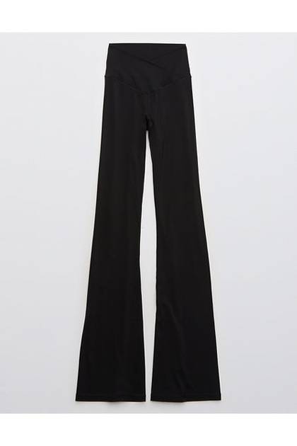 OFFLINE By Aerie Real Me High Waisted Crossover Flare Legging True Black