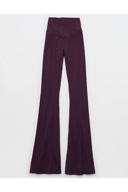 OFFLINE By Aerie Real Me High Waisted Crossover Flare Legging Cool Berry