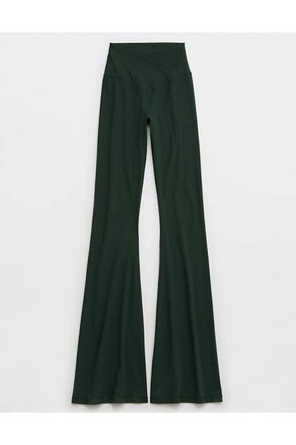 OFFLINE By Aerie Real Me High Waisted Crossover Flare Legging Mystical Green