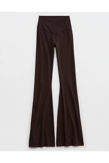 OFFLINE By Aerie Real Me High Waisted Crossover Flare Legging Deep Earth