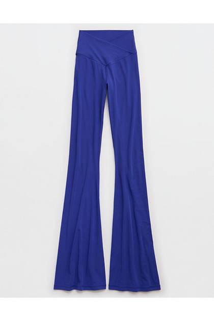 OFFLINE By Aerie Real Me High Waisted Crossover Flare Legging Deep Cobalt