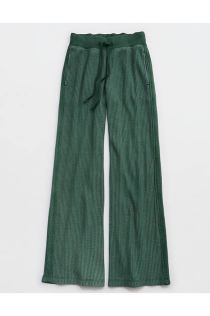 Aerie Essential Waffle Trouser Rugged Green