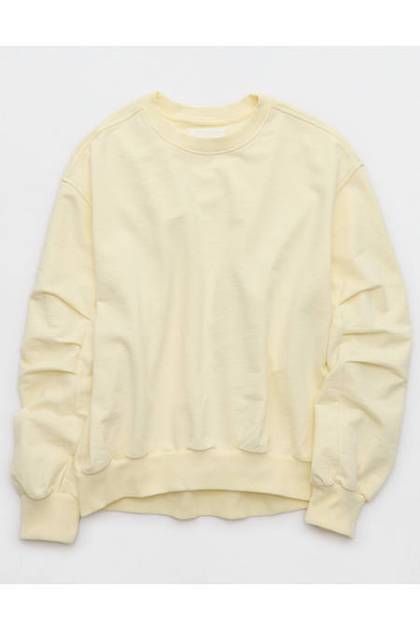 Aerie Jet Setter Crew Sweatshirt Cozy Yellow