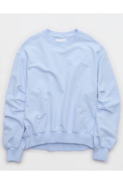 Aerie Jet Setter Crew Sweatshirt Eyelet Blue