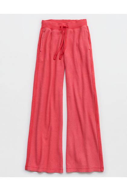 Aerie Essential Waffle Trouser Bright Red