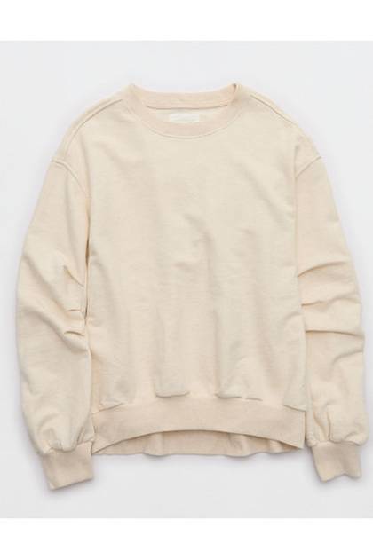 Aerie Jet Setter Crew Sweatshirt Heather Frost