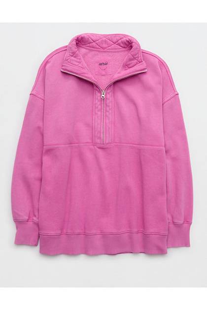 Aerie Quarter Zip Sweatshirt Hot Fuchsia