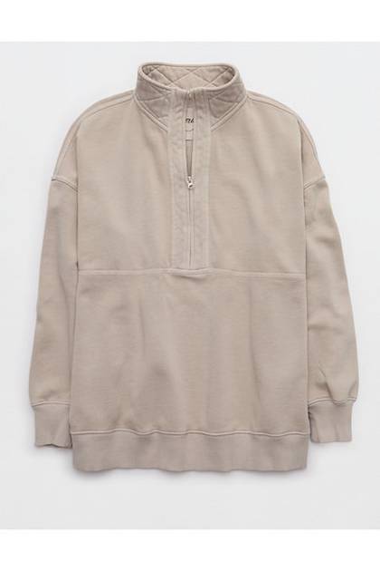 Aerie Quarter Zip Sweatshirt Stone Harbor