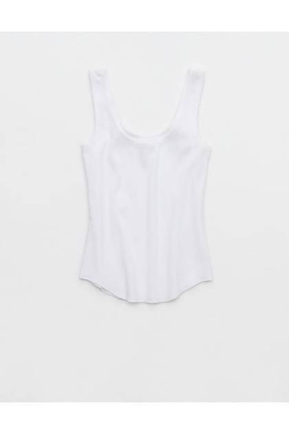 Aerie Ribbed Scoop Neck Tank Top White