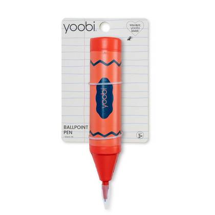 Yoobi Squishy Red Crayon Ballpoint Pen 1.0mm Black Ink - Teacher Gift