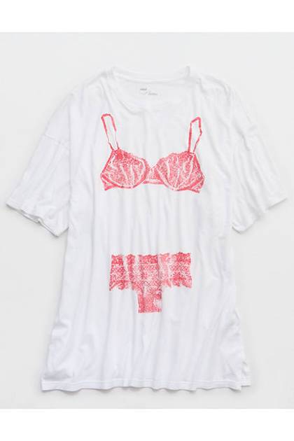 Aerie Sleep Happens Night Tee Bright Red