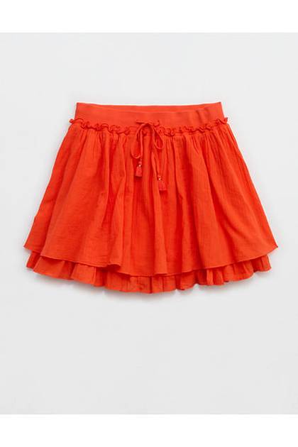 Aerie Gauze Mini Skirt Orange Flare
