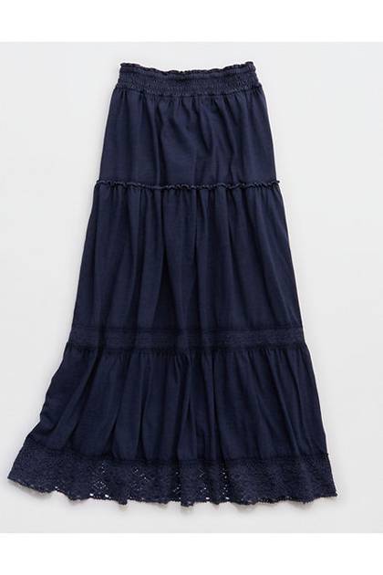 Aerie Happiest Maxi Skirt Navy