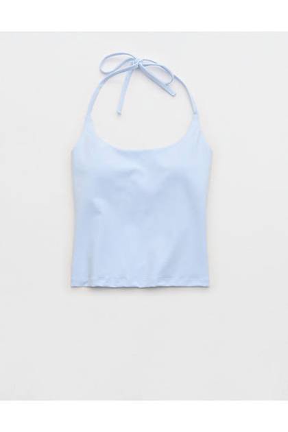 OFFLINE By Aerie The Hugger Halter Top Eyelet Blue
