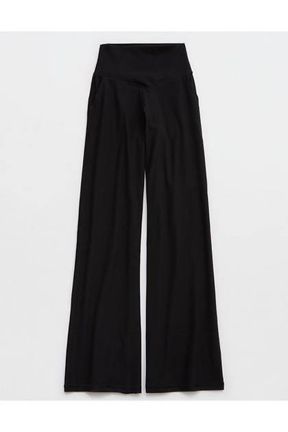 OFFLINE By Aerie Real Me XTRA Ribbed High Waisted Trouser True Black