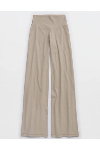 OFFLINE By Aerie Real Me XTRA Ribbed High Waisted Trouser Stone Harbor