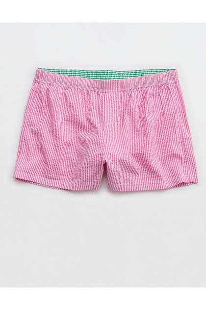 Aerie Around Town Seersucker Boxer Hot Fuchsia
