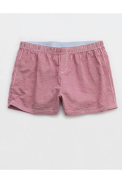 Aerie Around Town Seersucker Boxer Mood Berry