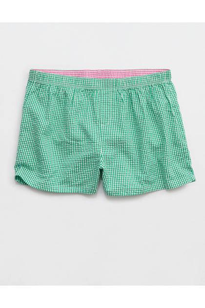 Aerie Around Town Seersucker Boxer Leaf Green