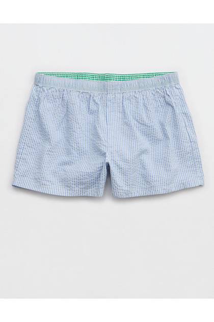 Aerie Around Town Seersucker Boxer Monaco Blue