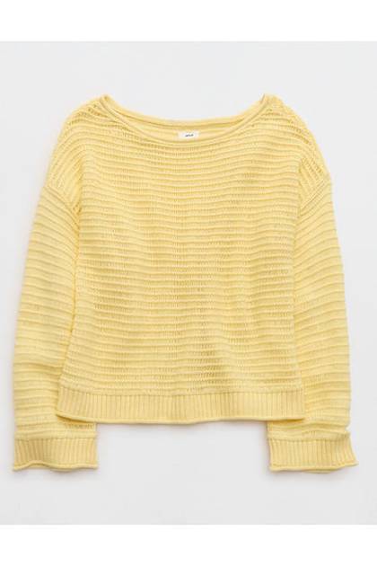 Aerie Sunkissed Textured Off-The-Shoulder Sweater Citron