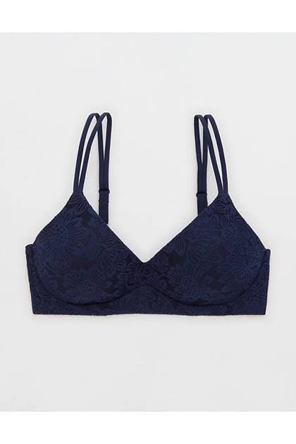 Sunnie Bloom Lace Wireless Push Up Bra Navy