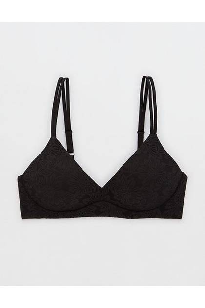 Sunnie Bloom Lace Wireless Push Up Bra True Black
