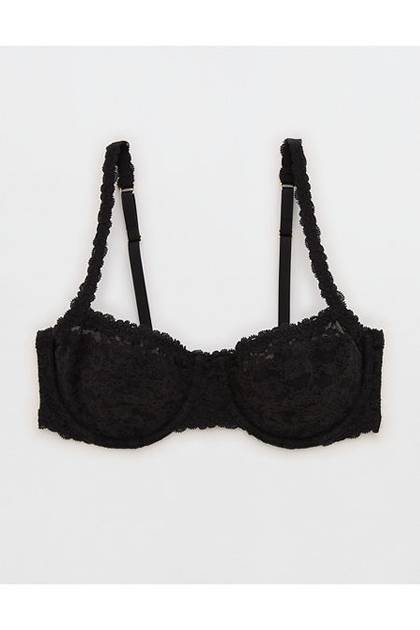 Show Off Vintage Lace Unlined Balconette Bra True Black