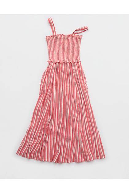 Aerie At The Barre Smocked Dress Rusty Peach